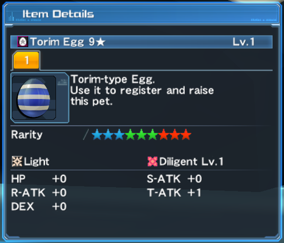 Torim Egg 9 Star. Light. Dilligent Lv1.